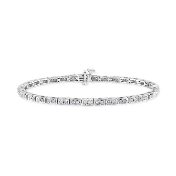1 CT. T.w. Square Composite Diamond Line Bracelet in Sterling Silver