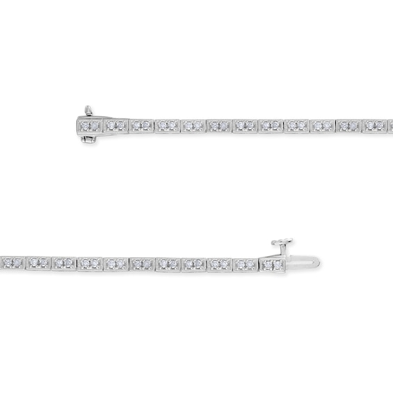 1 CT. T.w. Square Composite Diamond Line Bracelet in Sterling Silver