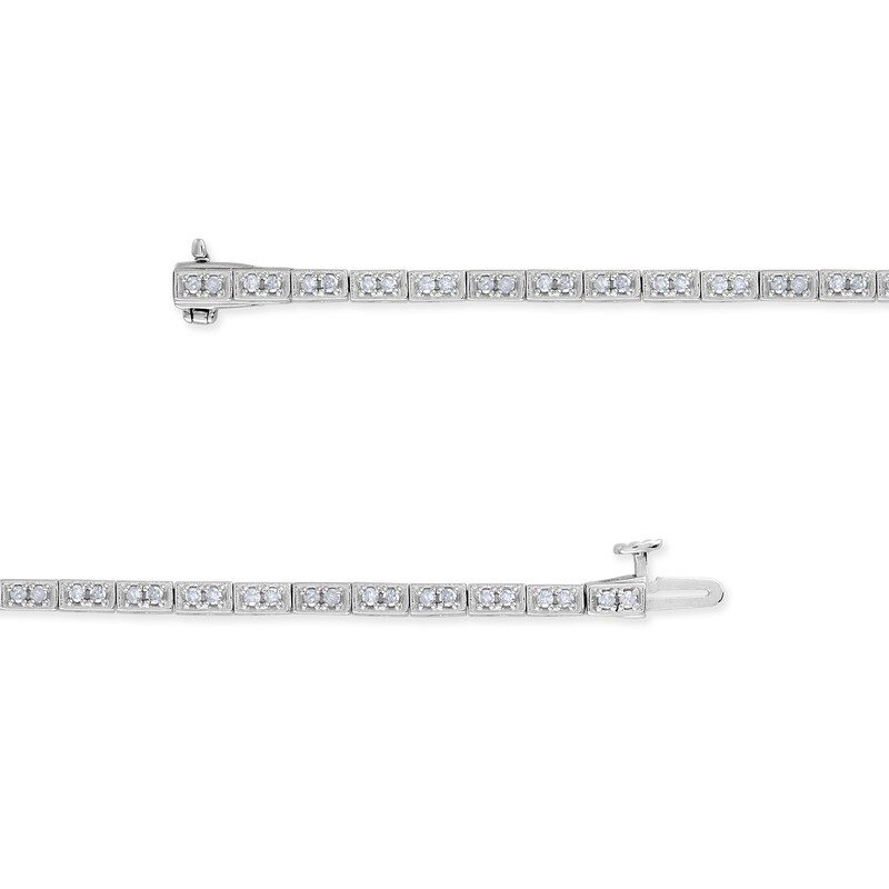 Main Image 4 of 1 CT. T.W. Square Composite Diamond Line Bracelet in Sterling Silver