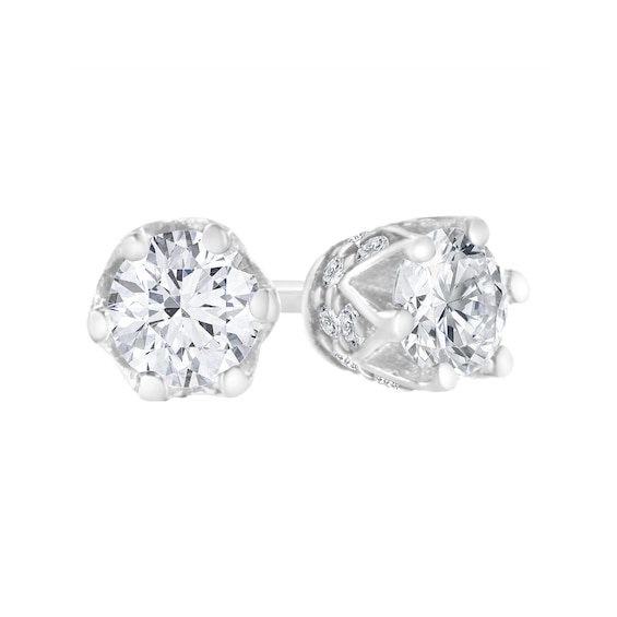 1/2 CT. T.w. Diamond Solitaire Stud Earrings in 14K White Gold