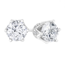 2 CT. T.W. Diamond Crown Solitaire Stud Earrings in 14K White Gold