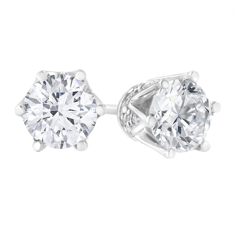 Main Image 1 of 2 CT. T.W. Diamond Crown Solitaire Stud Earrings in 14K White Gold