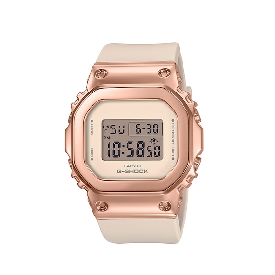 Ladies' Casio G-Shock S-Series Rose-Tone Strap Watch with Octagonal Champagne Dial (Model: Gms5600Pg-4)