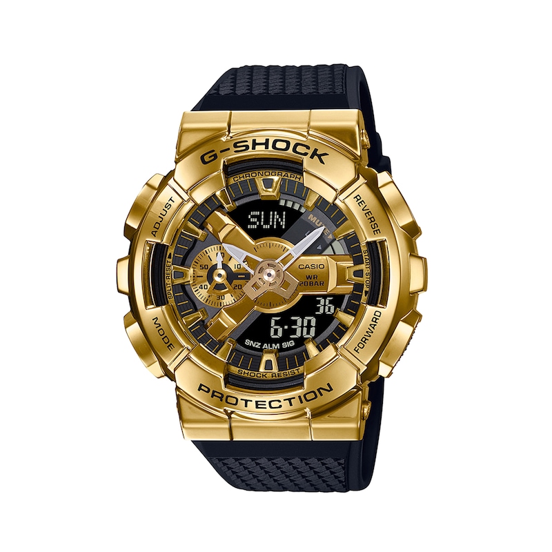 Main Image 1 of Men's Casio G-Shock Classic Gold-Tone Black Resin Strap Watch with Black and Gold-Tone Dial (Model: GM110G-1A9)