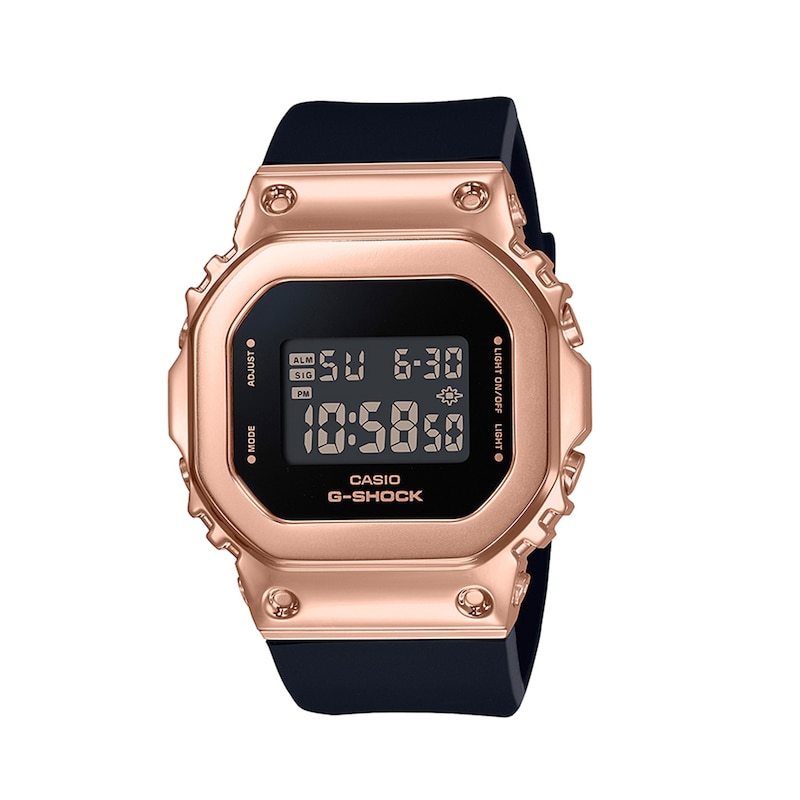 Ladies' Casio G-Shock S-Series Rose-Tone Strap Watch with Black Dial (Model: GMS5600PG-1)