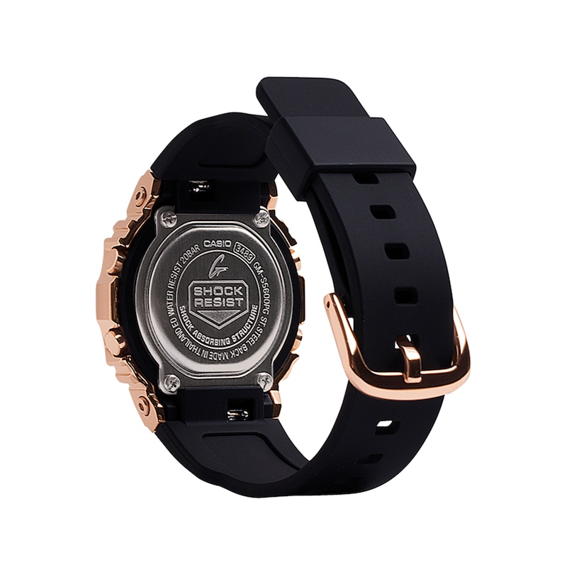 Ladies' Casio G-Shock S-Series Rose-Tone Strap Watch with Black Dial (Model: GMS5600PG-1)
