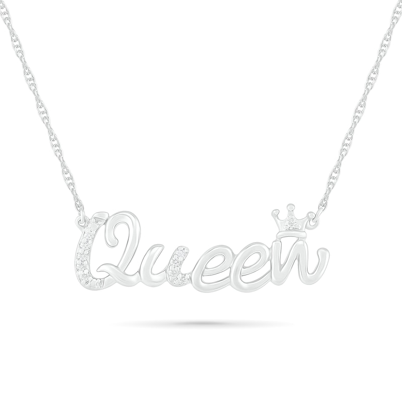 Main Image 1 of 1/20 CT. T.W. Diamond "Queen" Necklace in Sterling Silver