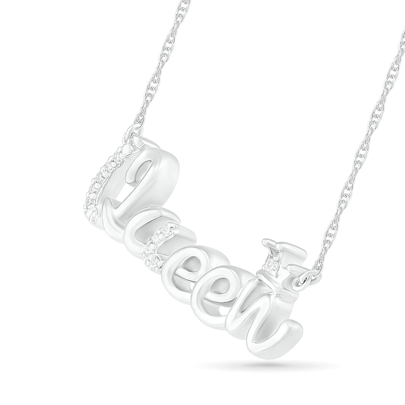 Main Image 2 of 1/20 CT. T.W. Diamond "Queen" Necklace in Sterling Silver