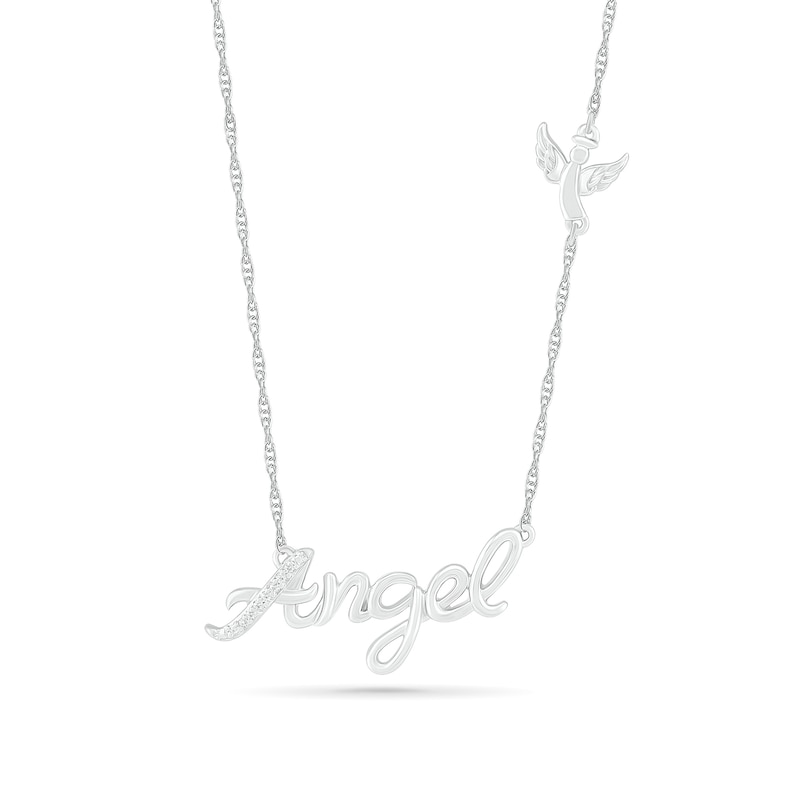 Main Image 1 of Diamond Accent "Angel" Necklace in Sterling Silver