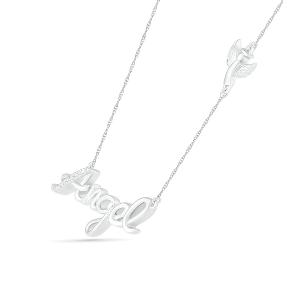 Diamond Accent "Angel" Necklace in Sterling Silver
