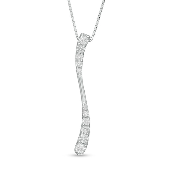 1/2 CT. T.w. Journey Diamond Linear Wave Pendant in 10K White Gold