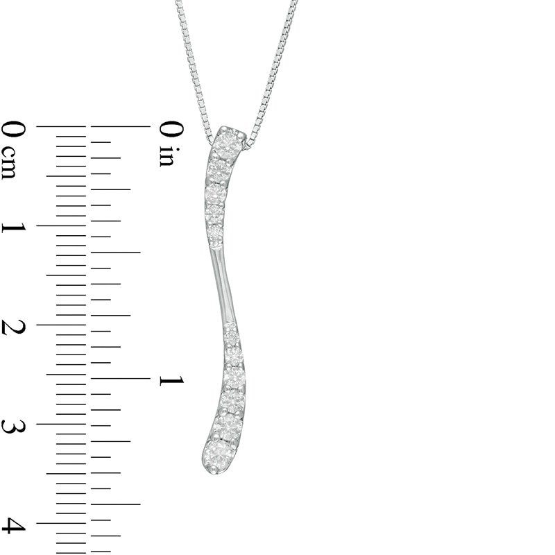 1/2 CT. T.W. Journey Diamond Linear Wave Pendant in 10K White Gold