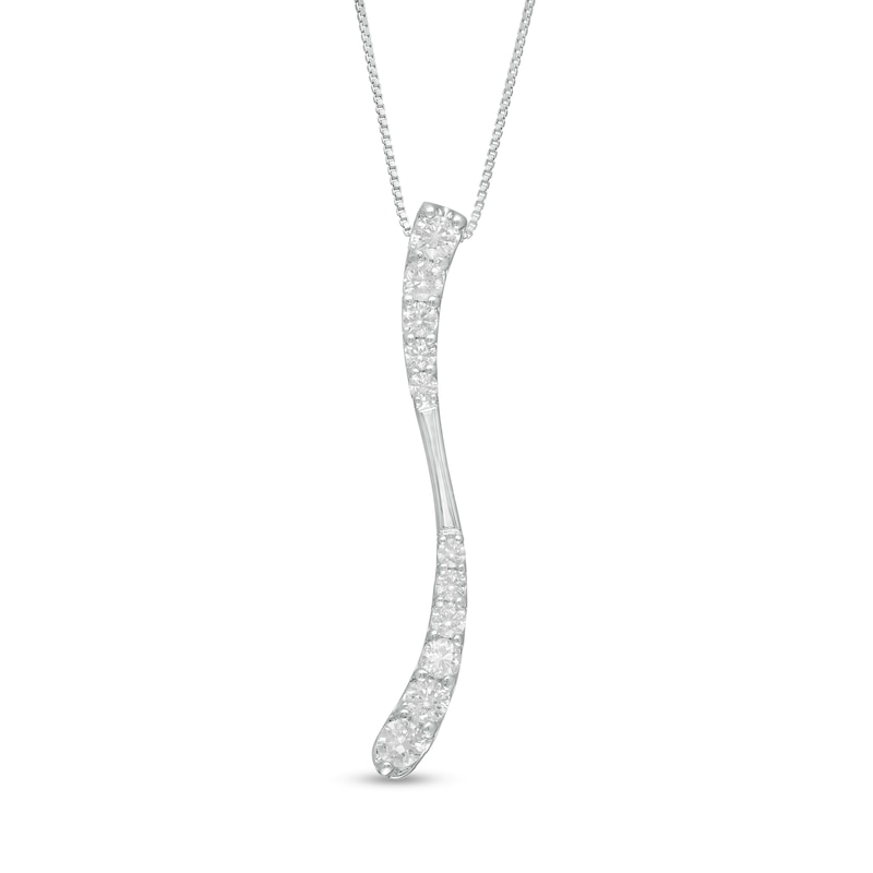 Main Image 1 of 7/8 CT. T.W. Journey Diamond Linear Wave Pendant in 10K White Gold