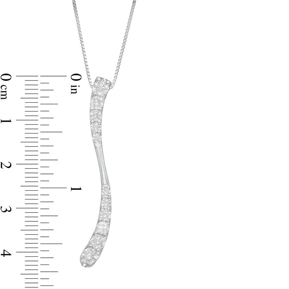 7/8 CT. T.w. Journey Diamond Linear Wave Pendant in 10K White Gold