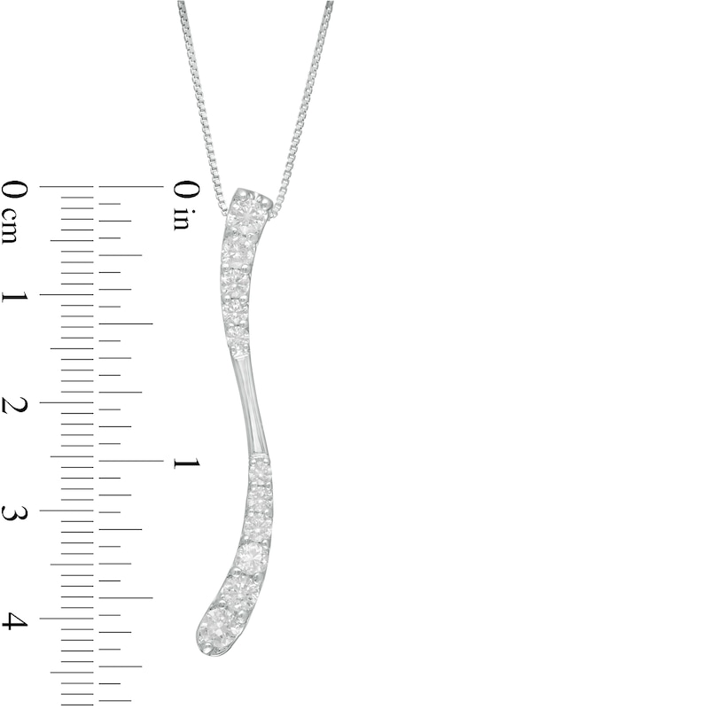 Main Image 4 of 7/8 CT. T.W. Journey Diamond Linear Wave Pendant in 10K White Gold