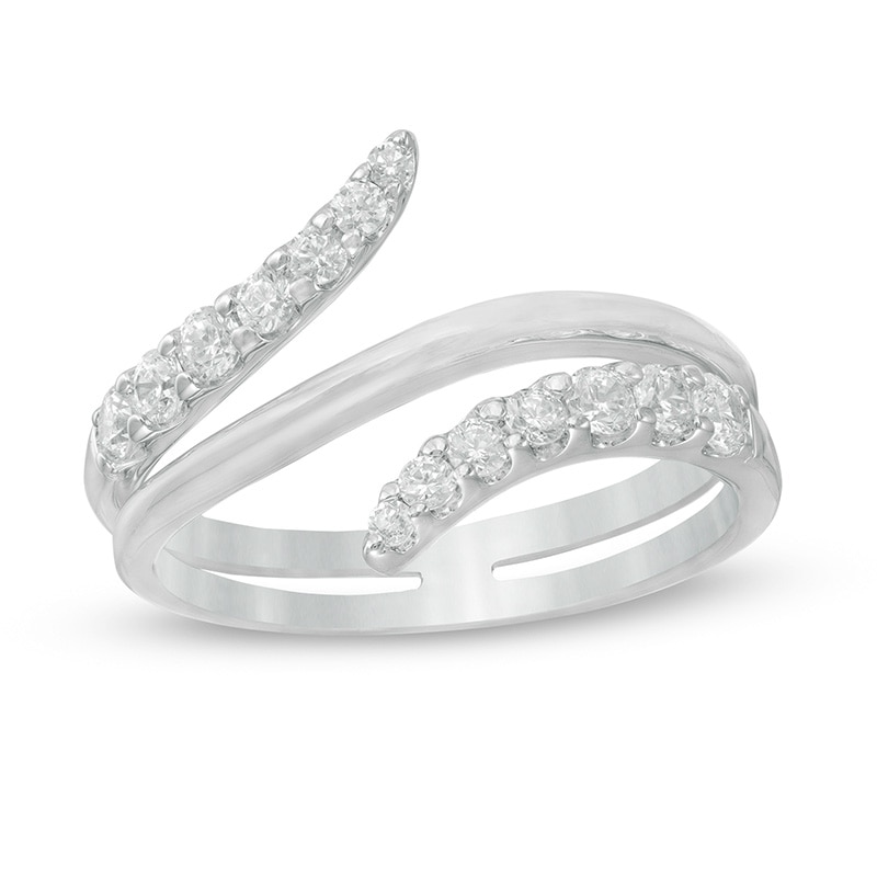 Main Image 1 of 1/2 CT. T.W. Journey Diamond Bypass Ring in 10K White Gold