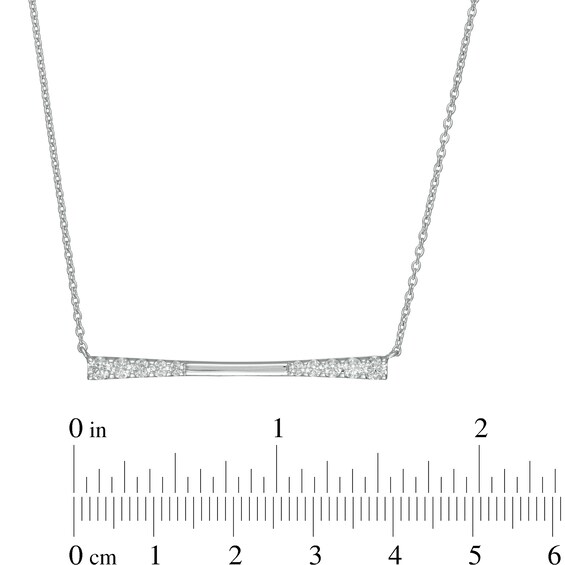 1/2 CT. T.w. Journey Diamond Sideways Bar Necklace in 10K White Gold