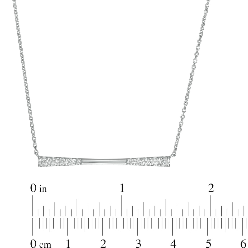 Main Image 4 of 1/2 CT. T.W. Journey Diamond Sideways Bar Necklace in 10K White Gold