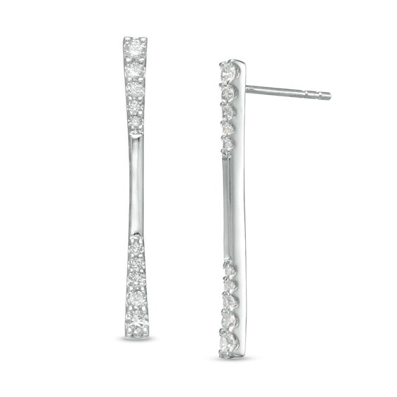1/2 CT. T.w. Journey Diamond Linear Drop Earrings in 10K White Gold