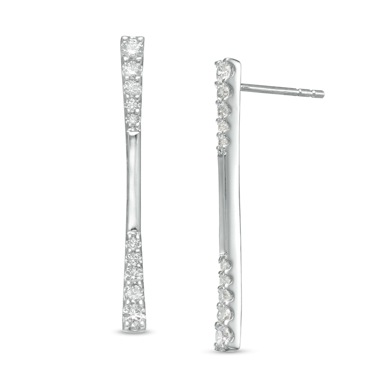 Main Image 1 of 1/2 CT. T.W. Journey Diamond Linear Drop Earrings in 10K White Gold