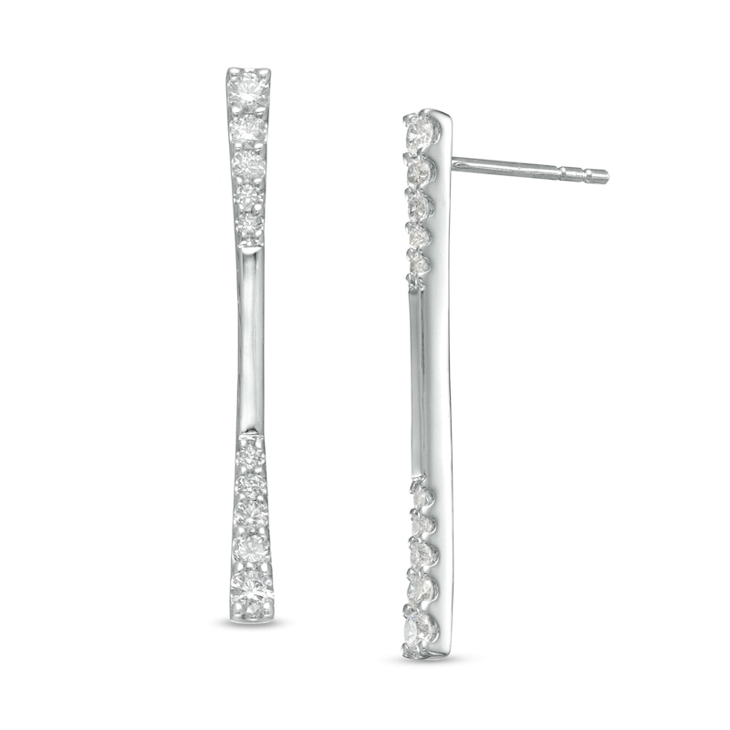 1/2 CT. T.W. Journey Diamond Linear Drop Earrings in 10K White Gold