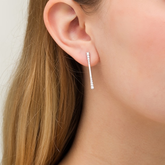 1/2 CT. T.w. Journey Diamond Linear Drop Earrings in 10K White Gold