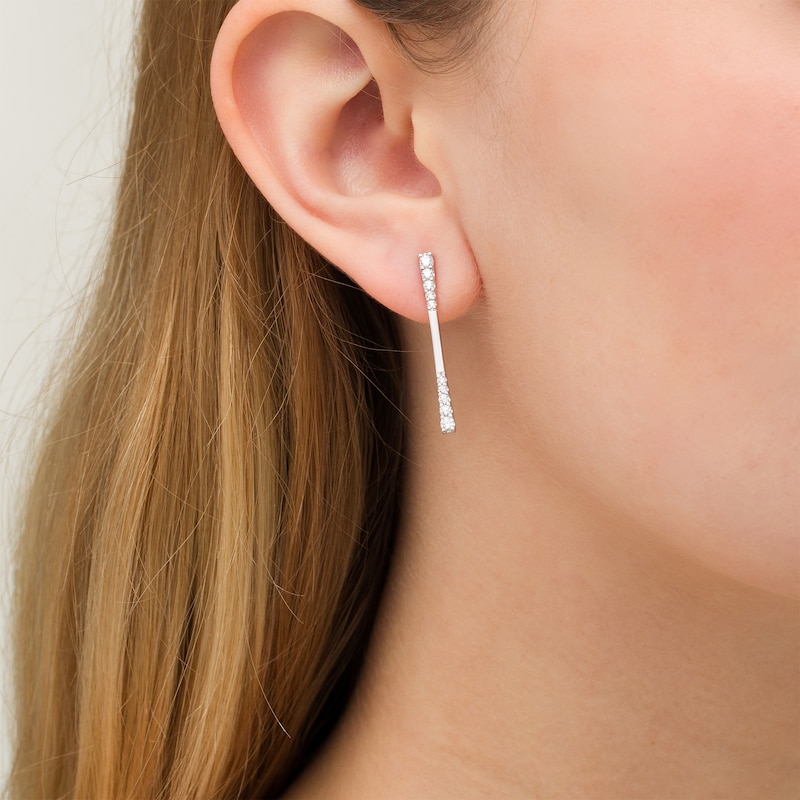 1/2 CT. T.W. Journey Diamond Linear Drop Earrings in 10K White Gold