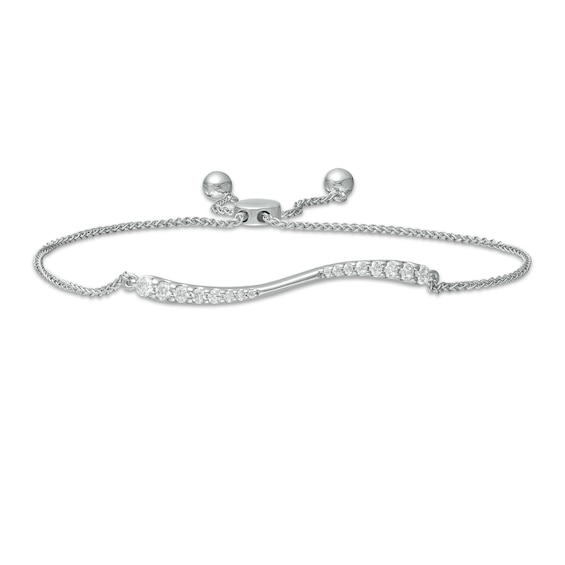 1/2 CT. T.w. Journey Diamond Wave Bolo Bracelet in 10K White Gold - 9.0"