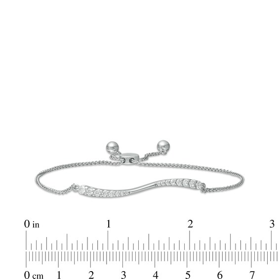 1/2 CT. T.w. Journey Diamond Wave Bolo Bracelet in 10K White Gold - 9.0"