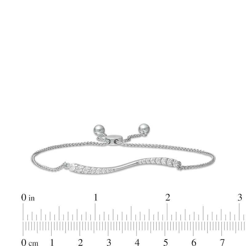 Main Image 3 of 1/2 CT. T.W. Journey Diamond Wave Bolo Bracelet in 10K White Gold - 9.0"