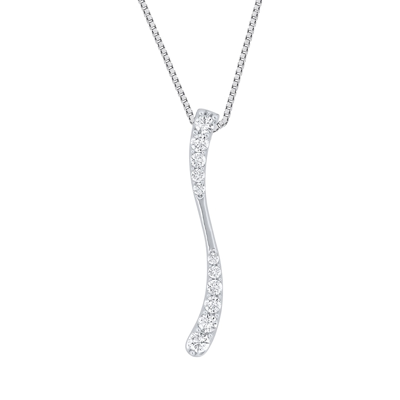 Main Image 1 of 1-1/2 CT. T.W. Journey Diamond Linear Wave Pendant in 10K White Gold