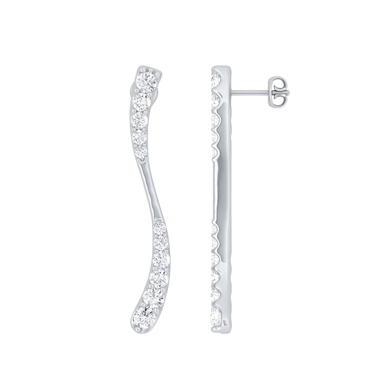 1-1/2 CT. T.w. Journey Diamond Linear Wave Drop Earrings in 10K White Gold