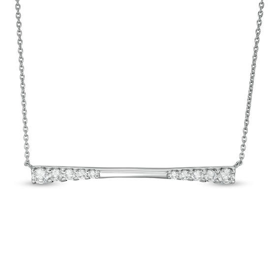 1 CT. T.w. Journey Diamond Sideways Bar Necklace in 10K White Gold