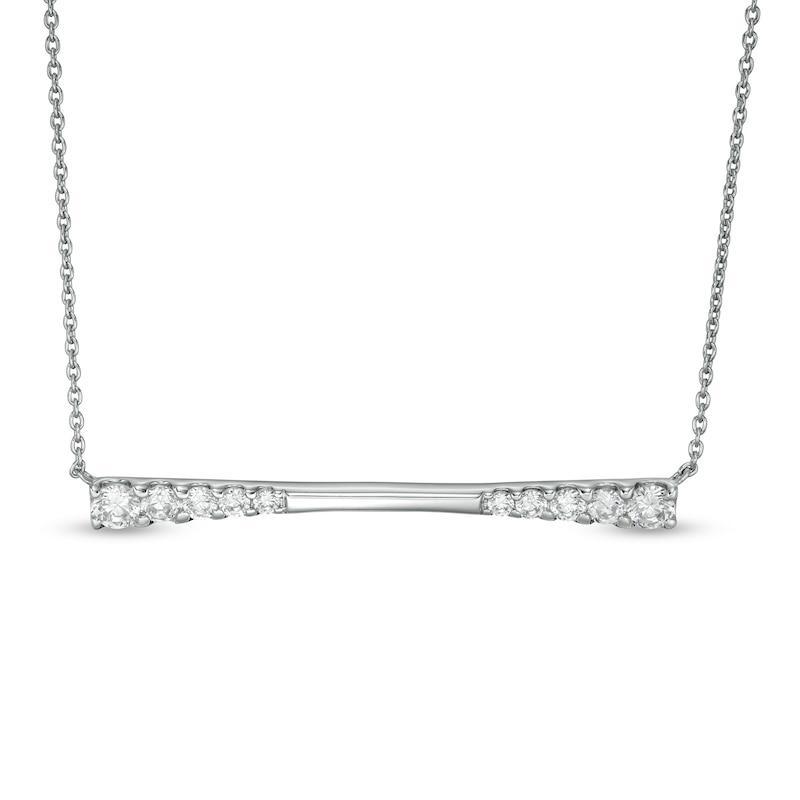 Main Image 1 of 1 CT. T.W. Journey Diamond Sideways Bar Necklace in 10K White Gold