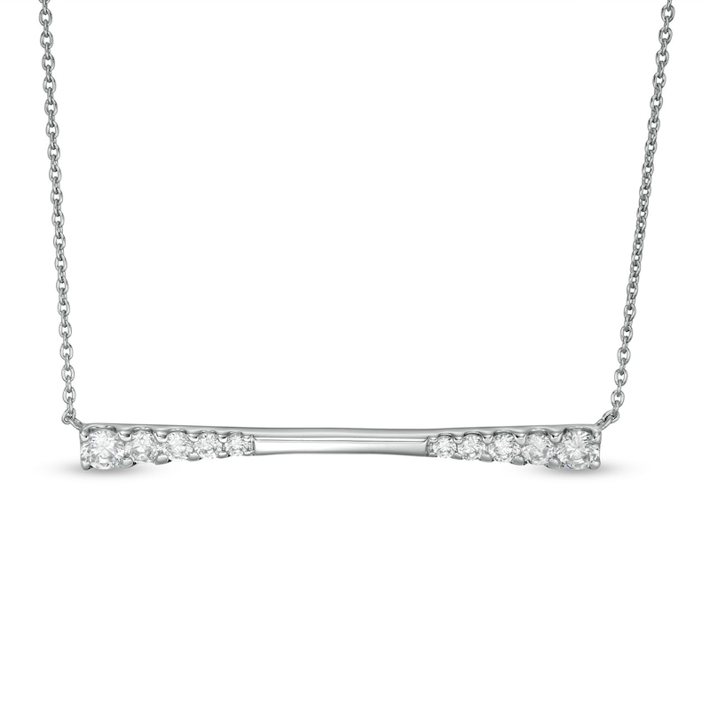 1 CT. T.W. Journey Diamond Sideways Bar Necklace in 10K White Gold