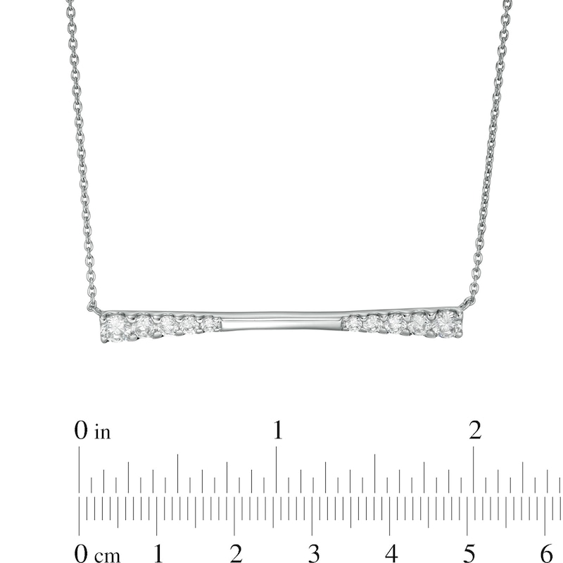 Main Image 4 of 1 CT. T.W. Journey Diamond Sideways Bar Necklace in 10K White Gold
