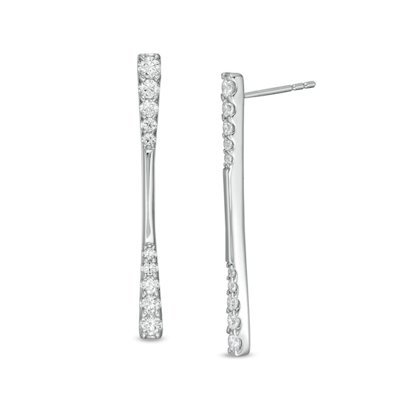 1 CT. T.w. Journey Diamond Linear Drop Earrings in 10K White Gold