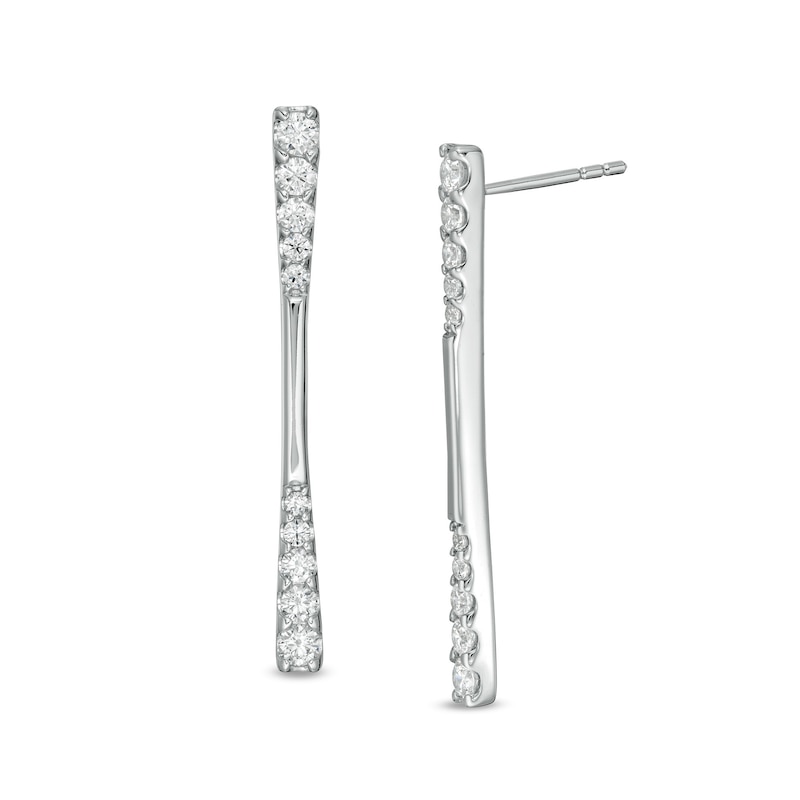 1 CT. T.W. Journey Diamond Linear Drop Earrings in 10K White Gold
