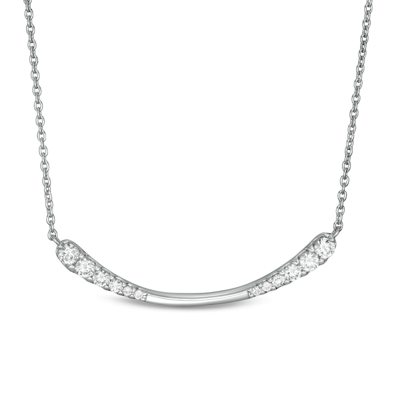 1/2 CT. T.W. Journey Diamond Curved Bar Necklace in 10K White Gold