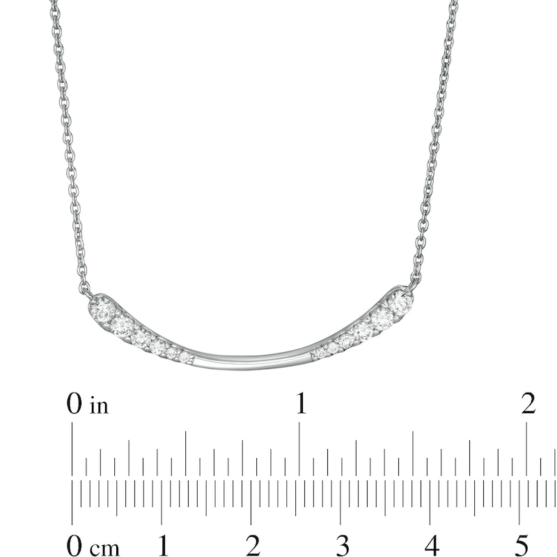 1/2 CT. T.W. Journey Diamond Curved Bar Necklace in 10K White Gold