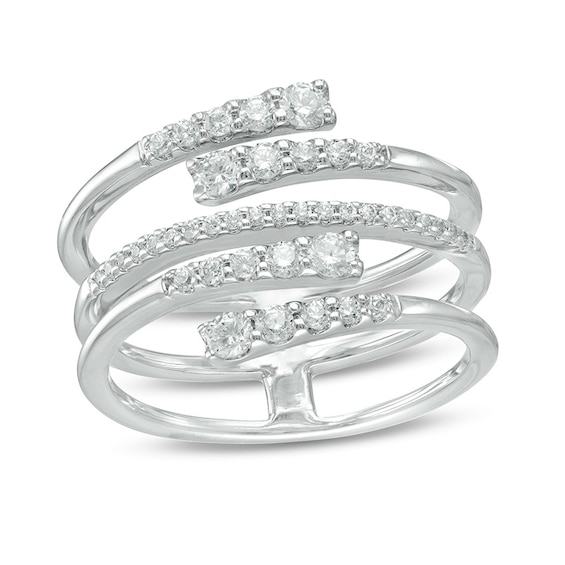 1/2 CT. T.w. Journey Diamond Multi-Row Bypass Ring in 10K White Gold