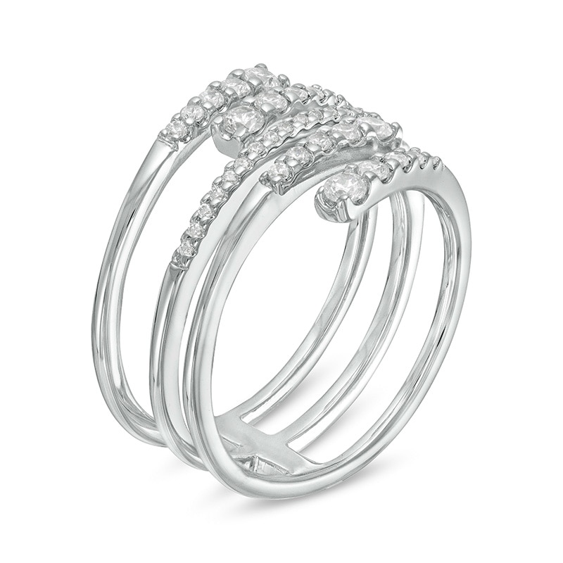 Main Image 3 of 1/2 CT. T.W. Journey Diamond Multi-Row Bypass Ring in 10K White Gold