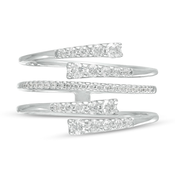 1/2 CT. T.w. Journey Diamond Multi-Row Bypass Ring in 10K White Gold