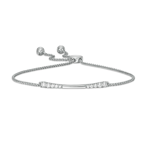 1/3 CT. T.w. Journey Diamond Bolo Bracelet in 10K White Gold - 9.0"