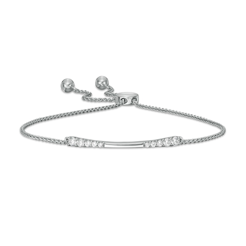 Main Image 1 of 1/3 CT. T.W. Journey Diamond Bolo Bracelet in 10K White Gold - 9.0"