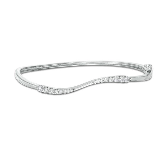 3/4 CT. T.w. Journey Diamond Wave Bangle in 10K White Gold