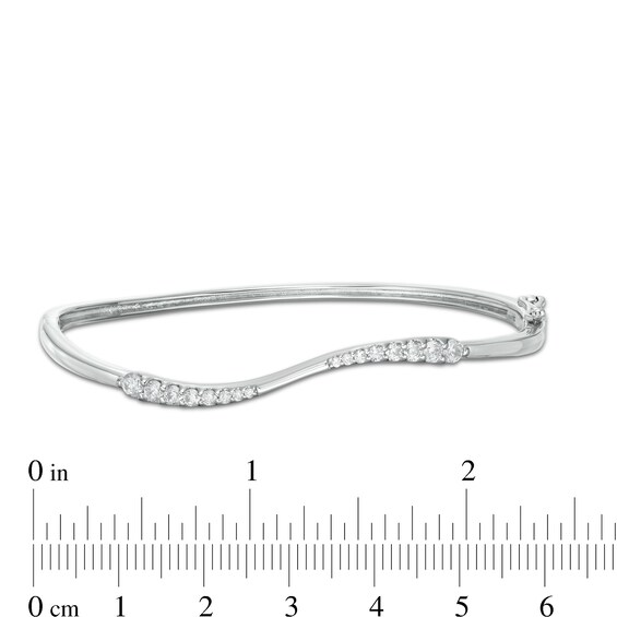 3/4 CT. T.w. Journey Diamond Wave Bangle in 10K White Gold