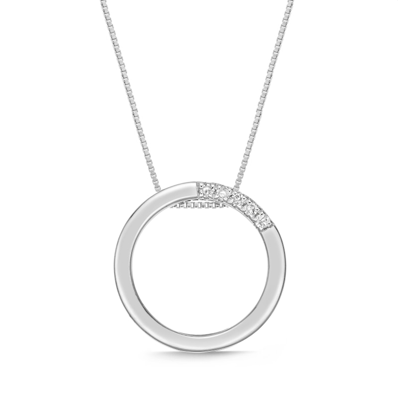 Diamond Accent Circle Pendant in Sterling Silver