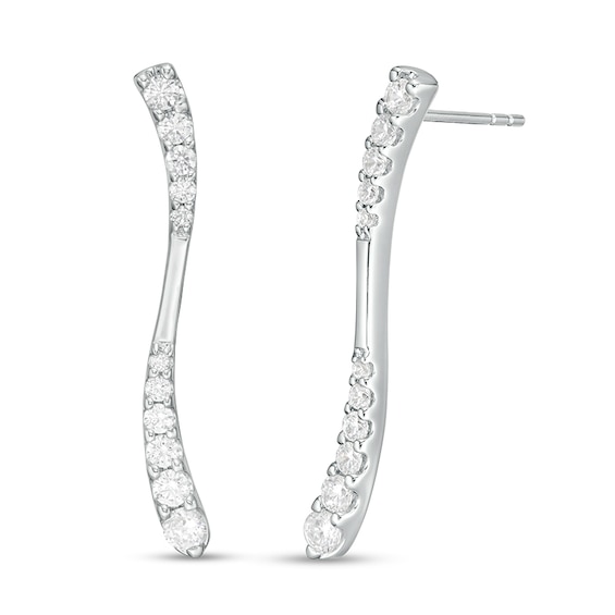 1 CT. T.w. Journey Diamond Linear Wave Drop Earrings in 10K White Gold