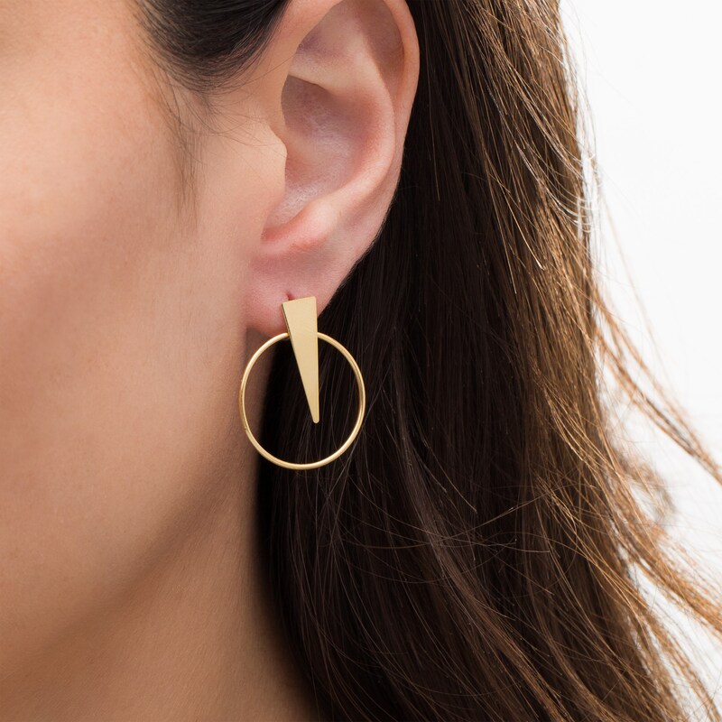Main Image 2 of Made in Italy Geometric Drop Earrings in Sterling Silver with 18K Gold Plate